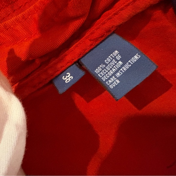 NWT, Men's Y2K Polo Ralph Lauren Chino Drawstring Shorts Distressed Red, Sz 36 - Picture 13 of 14